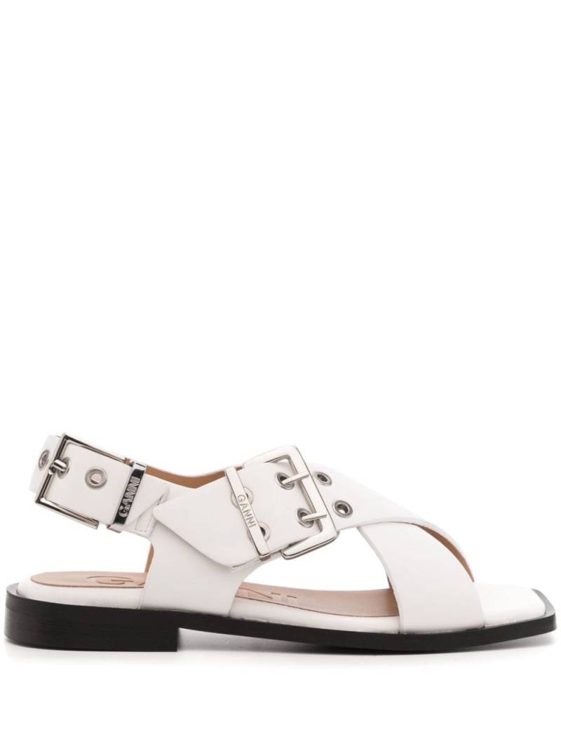 GANNI buckle-fastening crossover sandals - White von GANNI