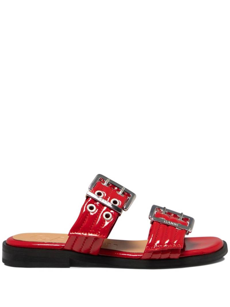 GANNI buckle-fastening patent-finish slides - Red von GANNI