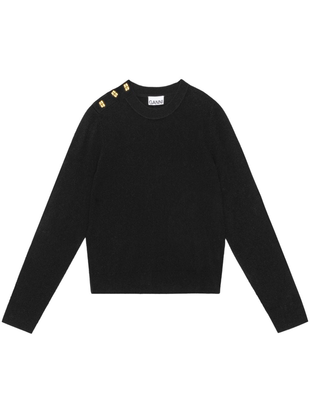 GANNI button-embellished knitted jumper - Black von GANNI