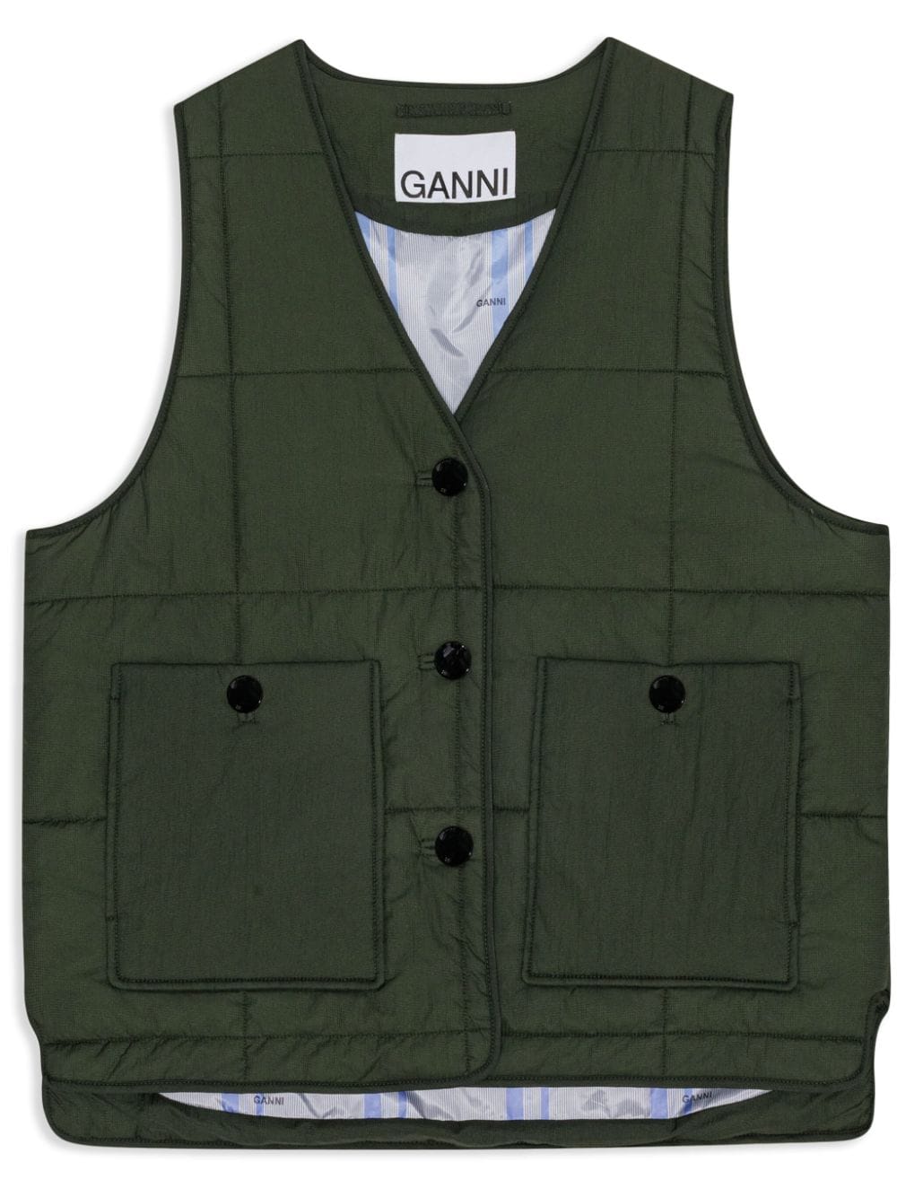 GANNI button-up quilted gilet - Green von GANNI