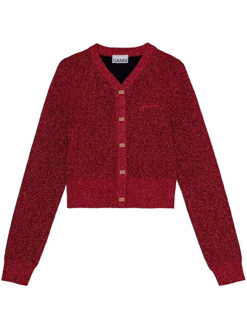 GANNI buttoned long sleeve cardigan - Red von GANNI