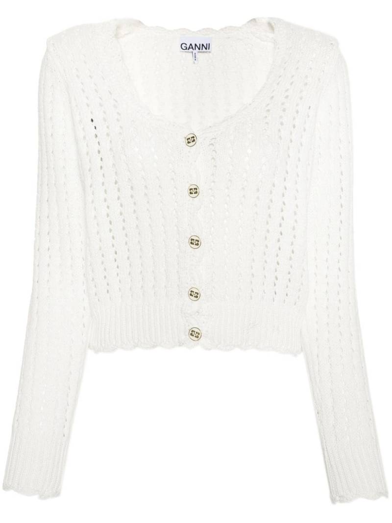 GANNI buttoned open-knit cardigan - White von GANNI