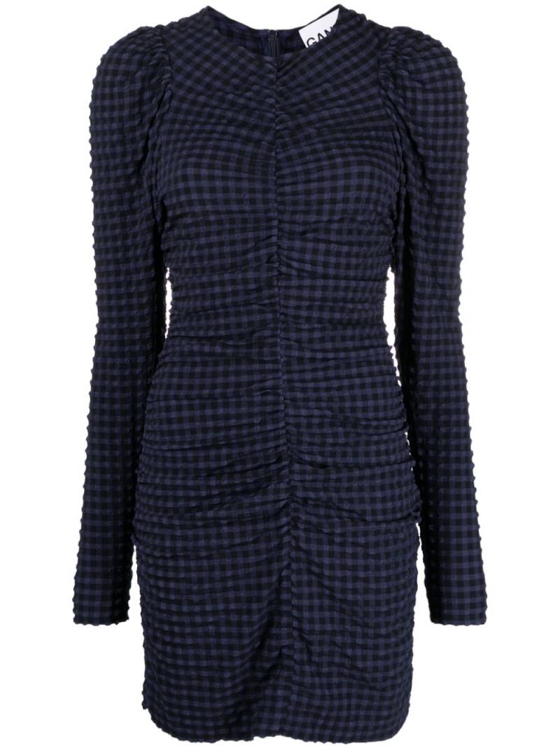 GANNI gingham seersucker minidress - Blue von GANNI