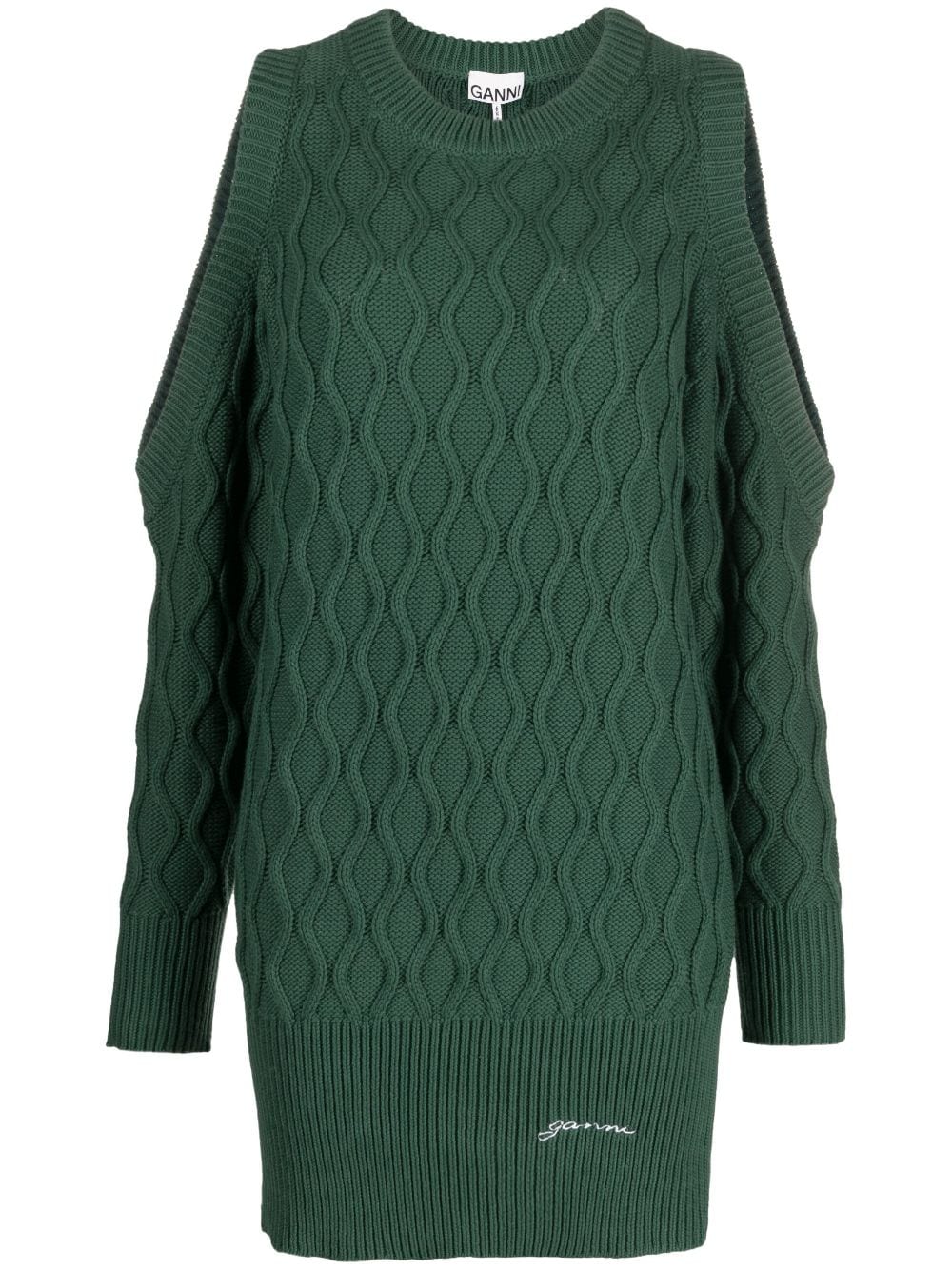 GANNI cold-shoulder knitted dress - Green von GANNI