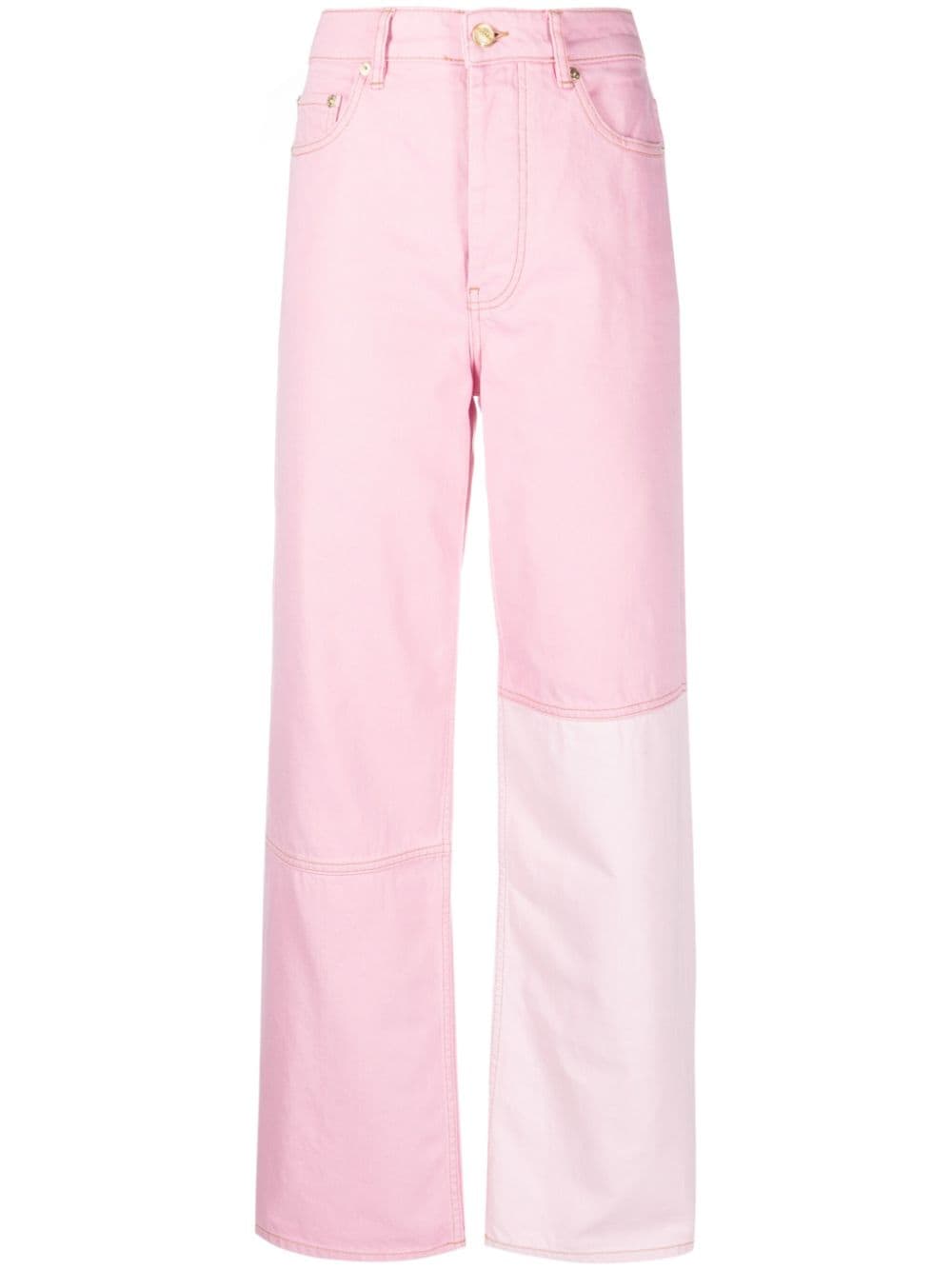 GANNI colour-block straight-leg jeans - Pink von GANNI