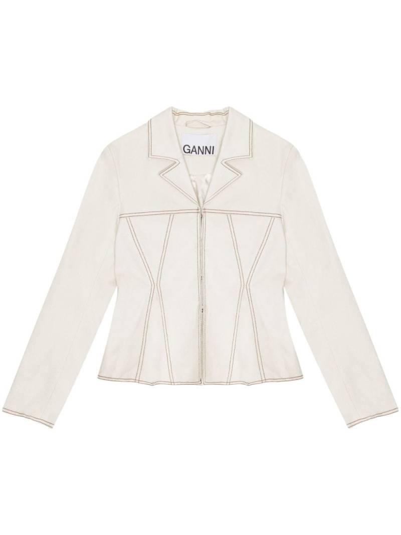 GANNI contrast-stitch jacket - White von GANNI