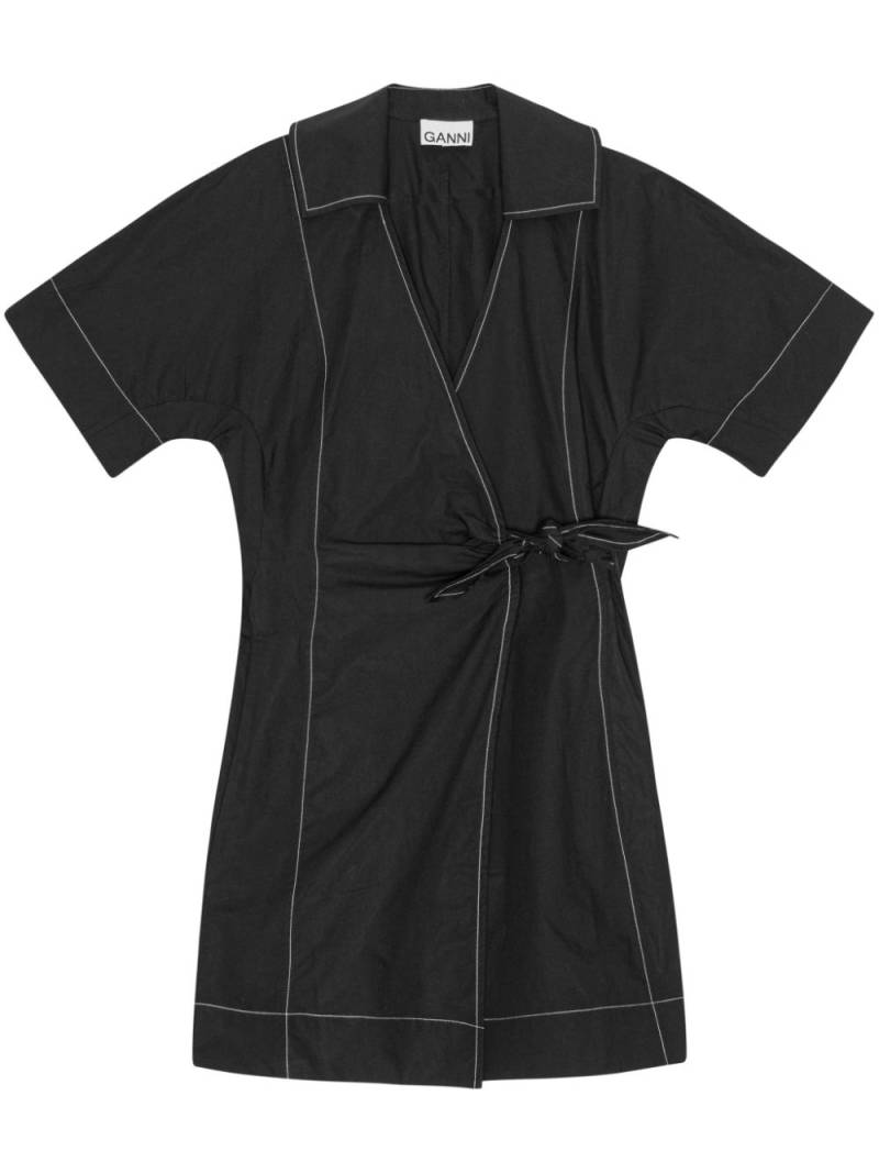 GANNI contrast-stitch mini dress - Black von GANNI