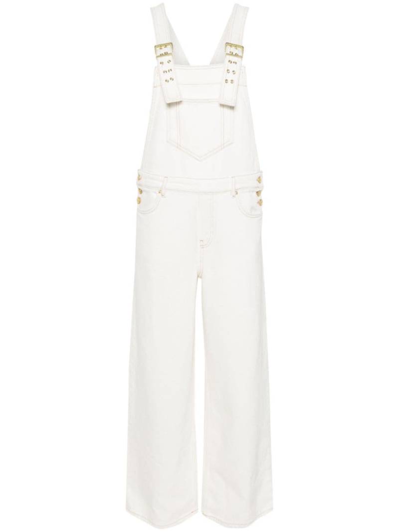 GANNI contrast-stitching denim overalls - White von GANNI