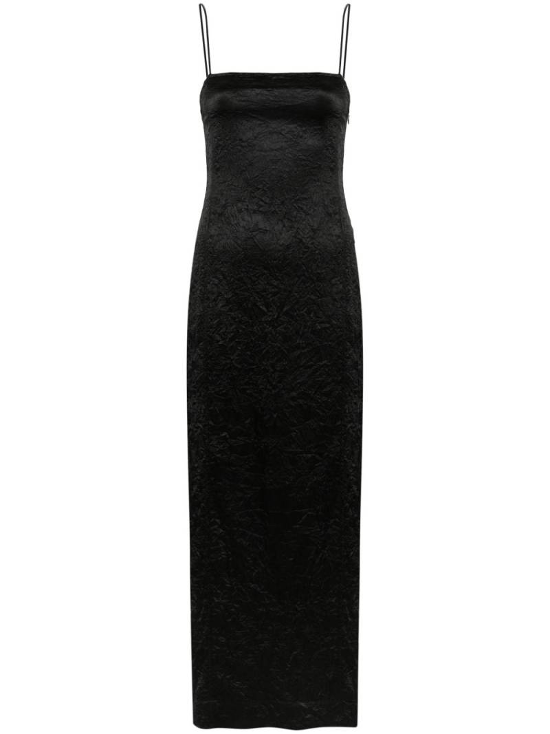 GANNI crinkled satin maxi dress - Black von GANNI