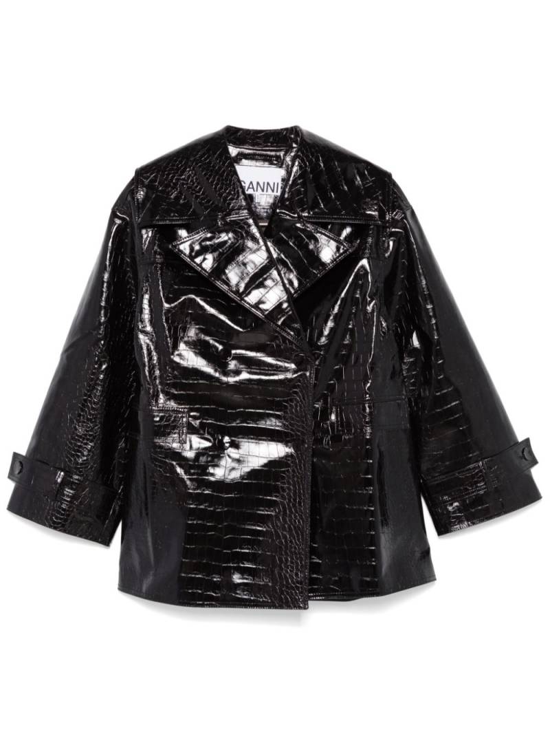 GANNI croc-embossed jacket - Black von GANNI