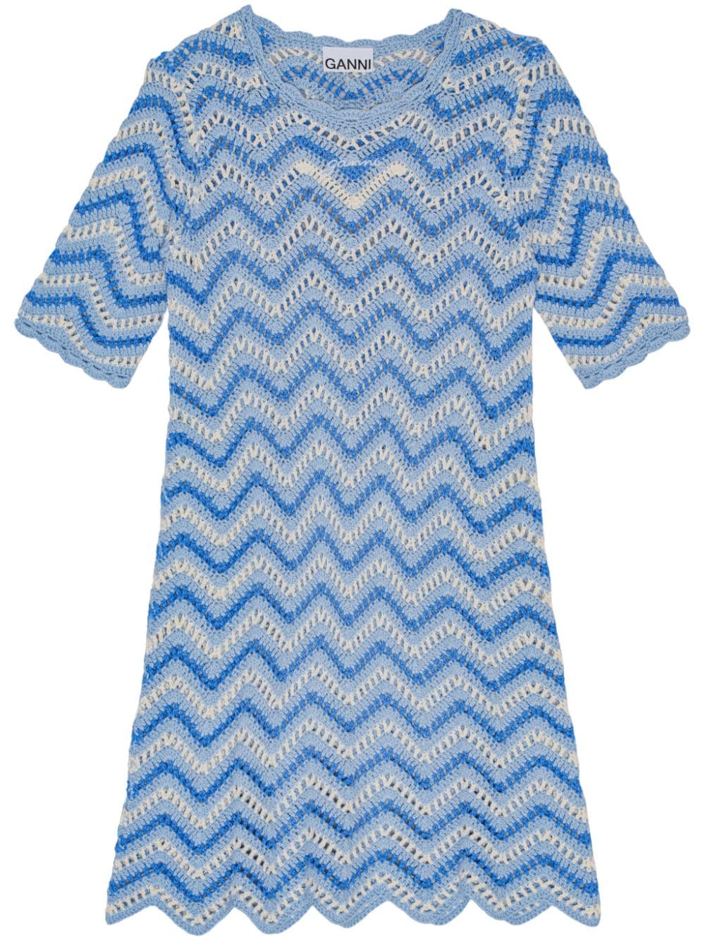 GANNI crochet-knit organic cotton minidress - Blue von GANNI