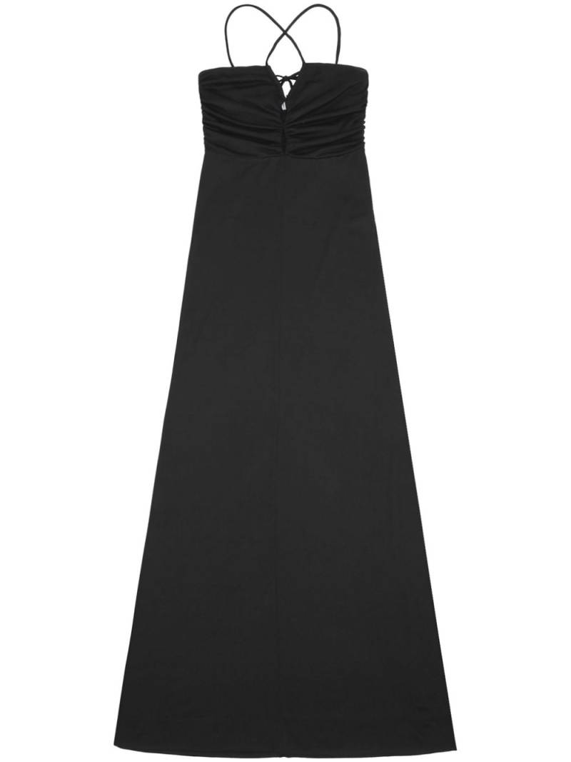 GANNI crossover-strap gathered maxi dress - Black von GANNI