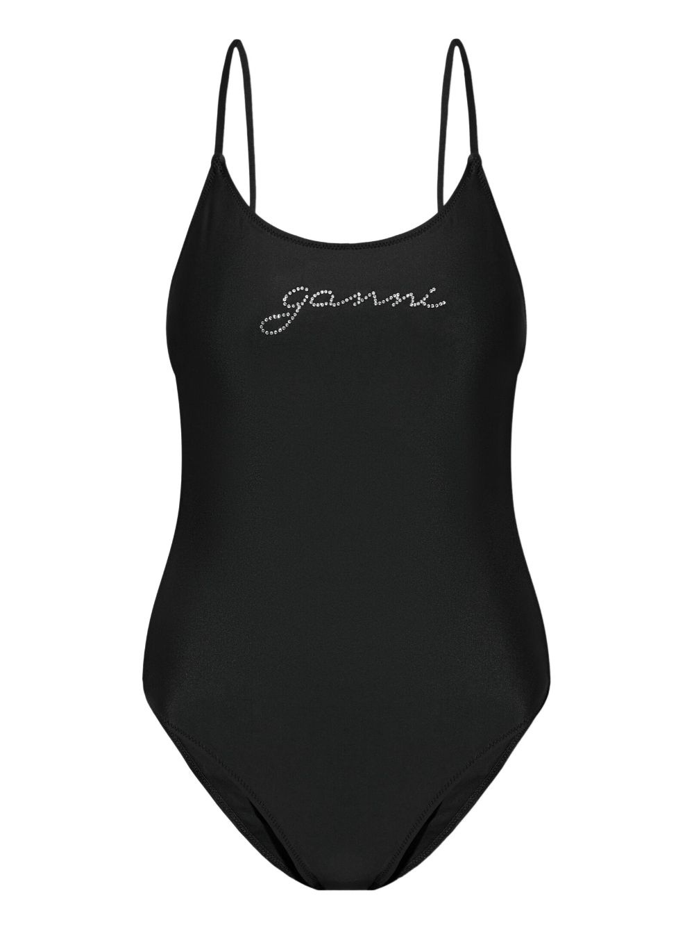 GANNI crystal-logo swimsuit - Black von GANNI