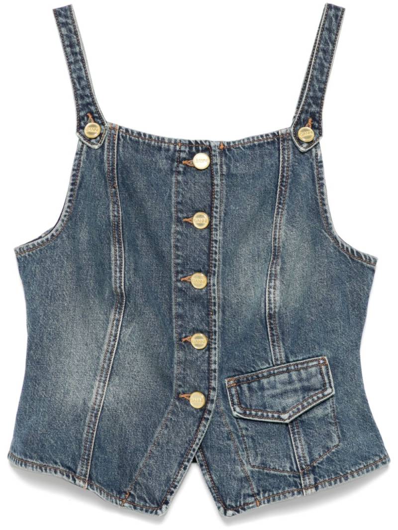 GANNI denim tank top - Blue von GANNI