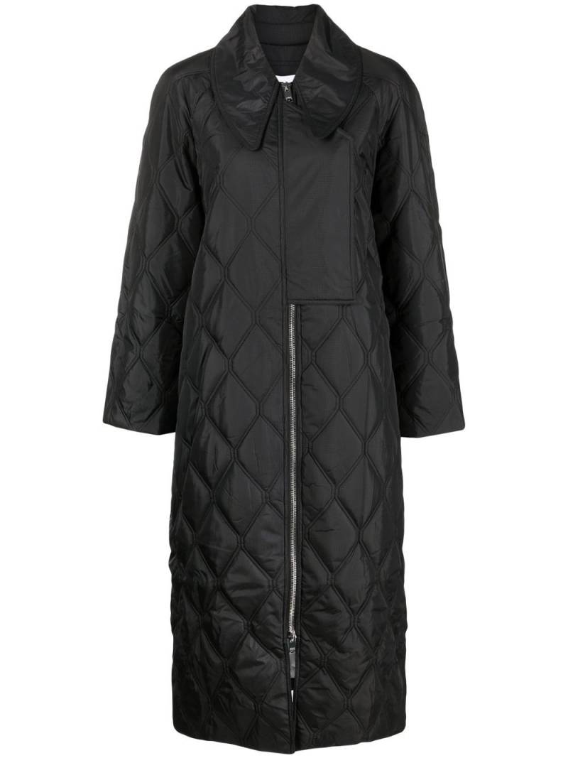 GANNI quilted ripstop coat - Black von GANNI