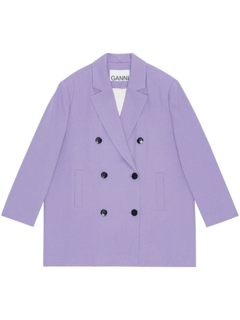 GANNI double-breasted blazer - Purple von GANNI