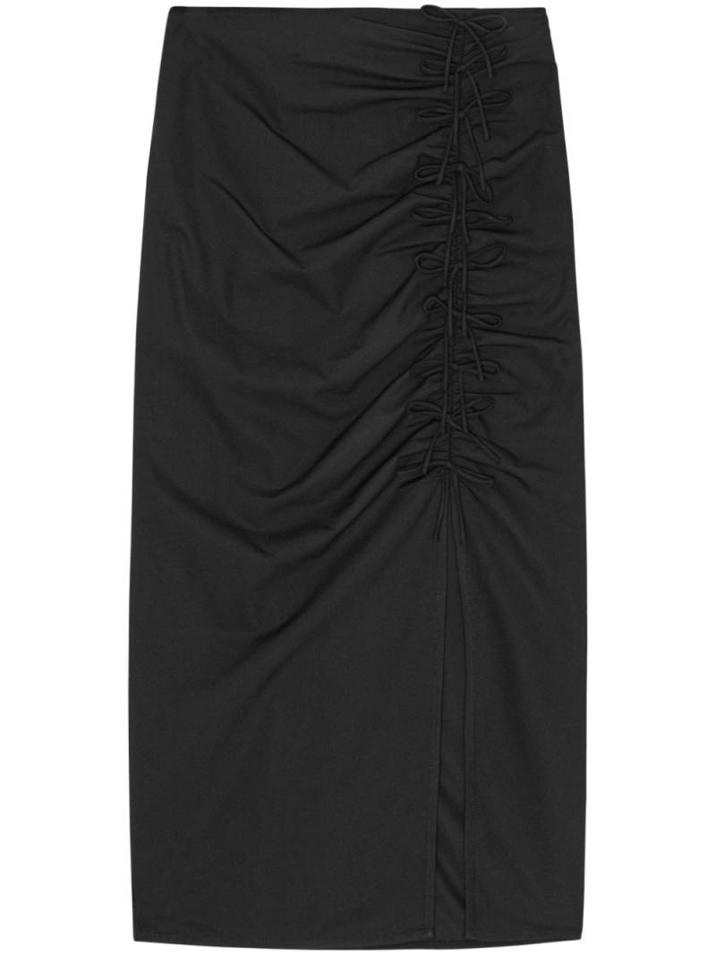 GANNI draped mid-rise midi dress - Black von GANNI