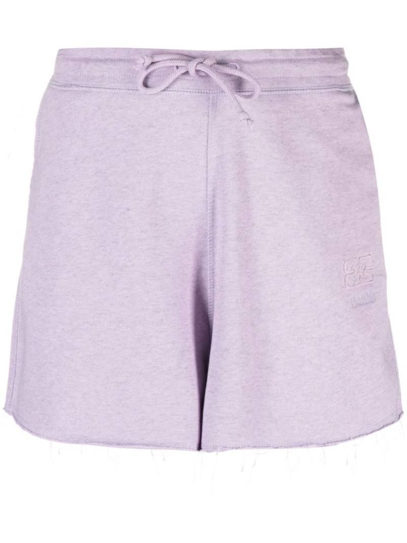 GANNI drawstring-waist organic-cotton shorts - Purple von GANNI