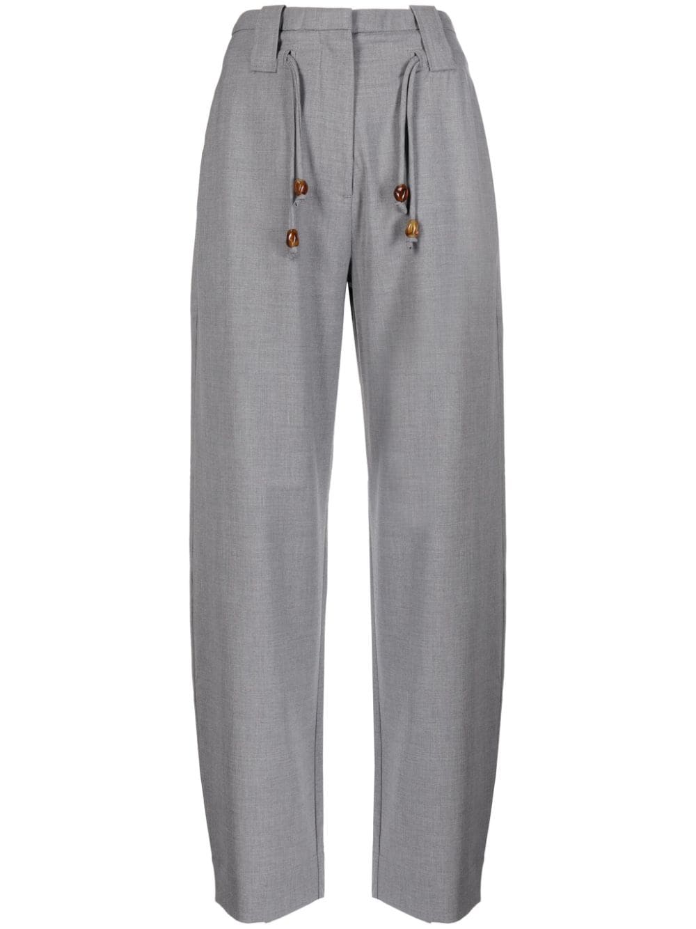 GANNI drawstring-waist straight-leg trousers - Grey von GANNI