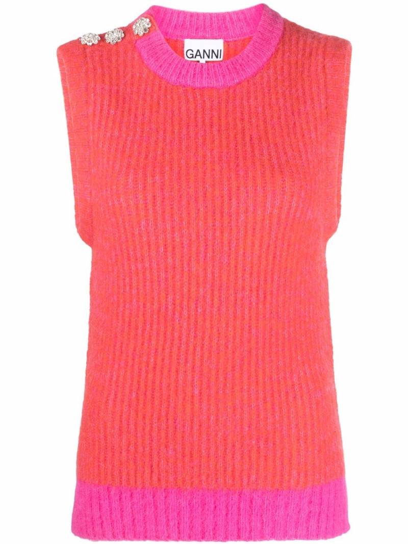 GANNI embellished wool-blend vest - Pink von GANNI