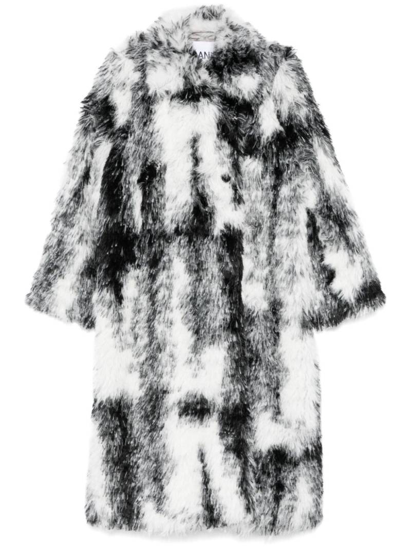 GANNI faux-fur coat - Black von GANNI