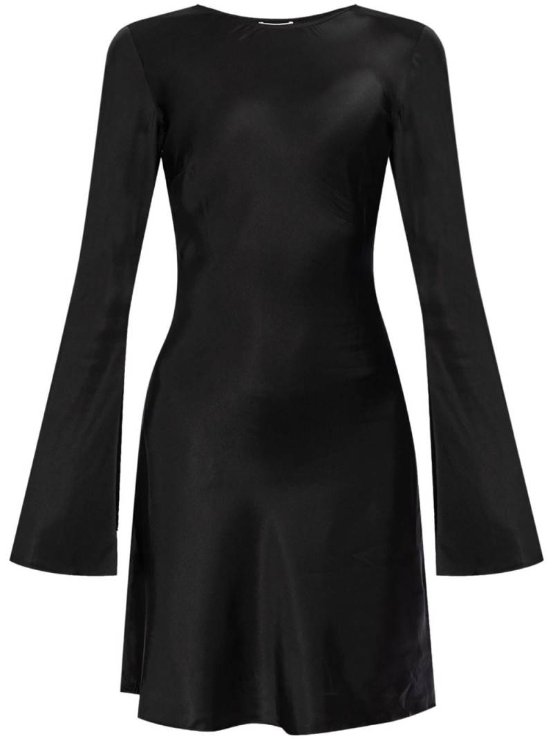 GANNI flared-sleeve satin mini dress - Black von GANNI