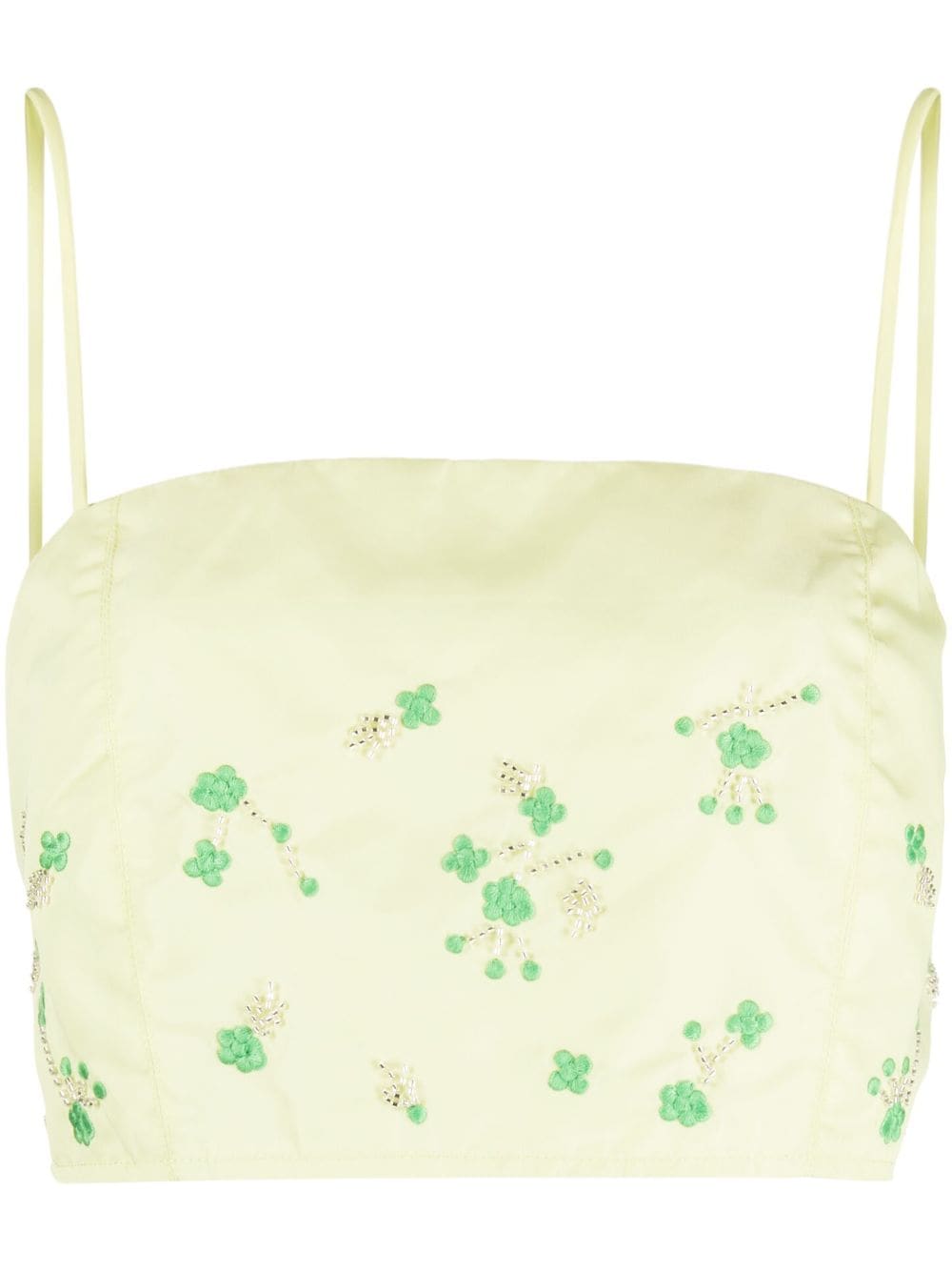 GANNI floral-embroidery cropped top - Green von GANNI