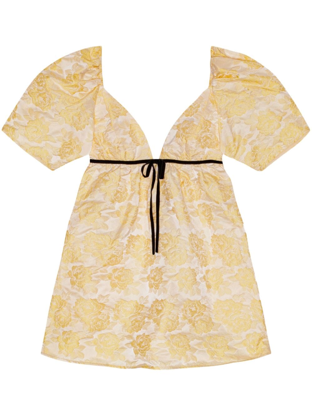 GANNI floral-pattern V-neck dress - Yellow von GANNI