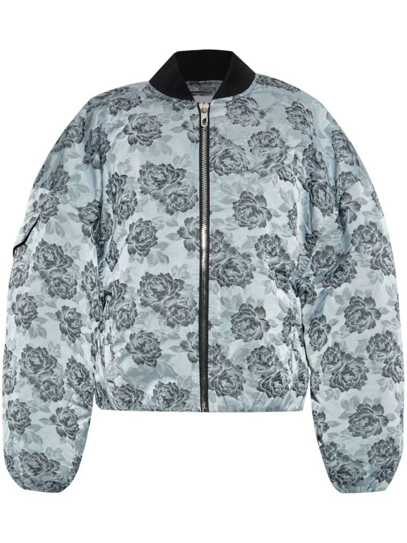 GANNI floral-pattern bomber jacket - Blue von GANNI