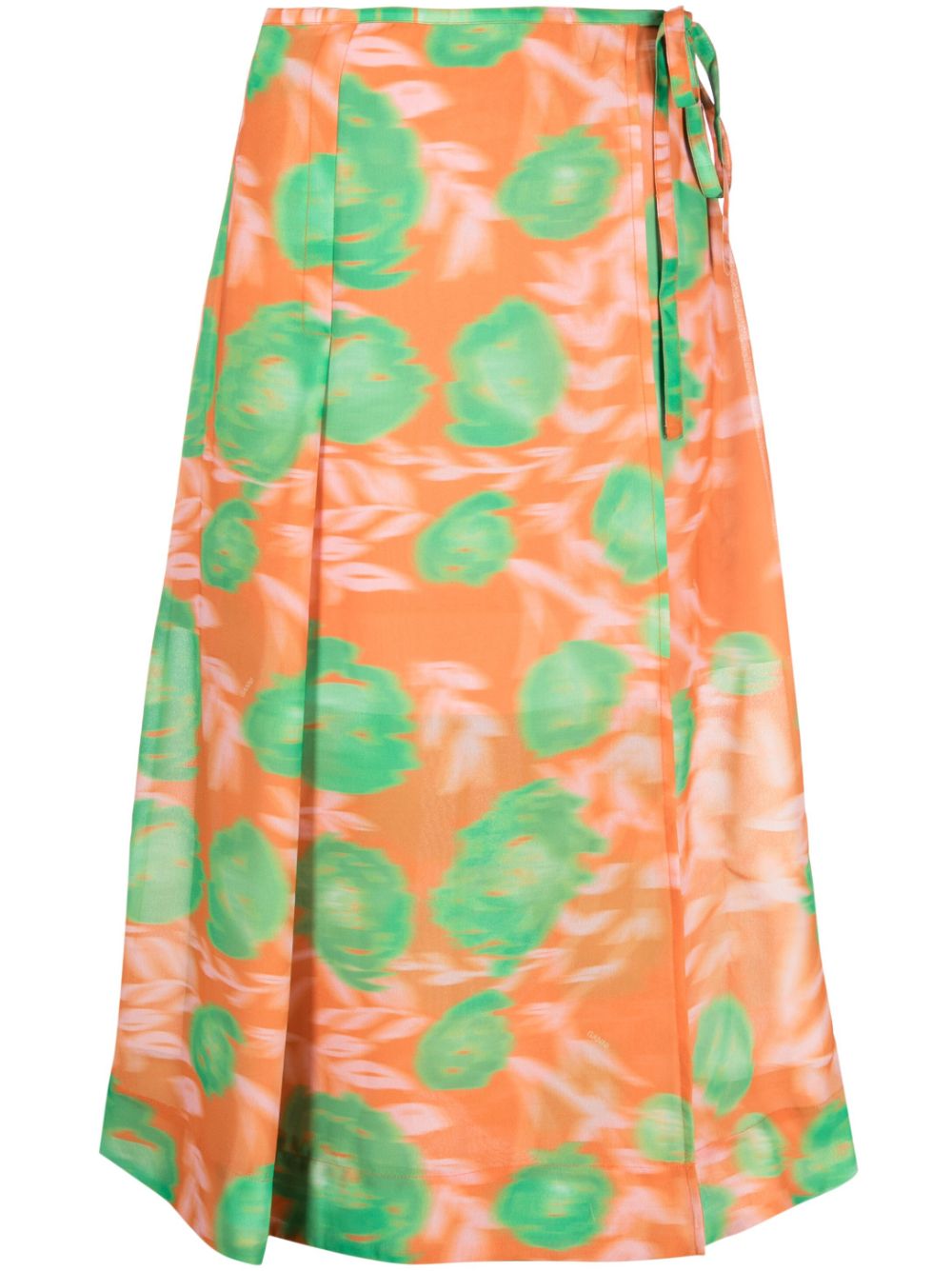 GANNI floral-print A-line skirt - Orange von GANNI