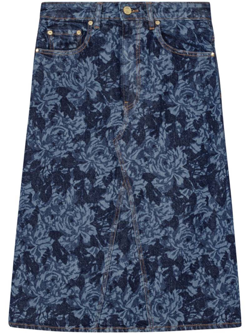 GANNI floral-print denim skirt - Blue von GANNI