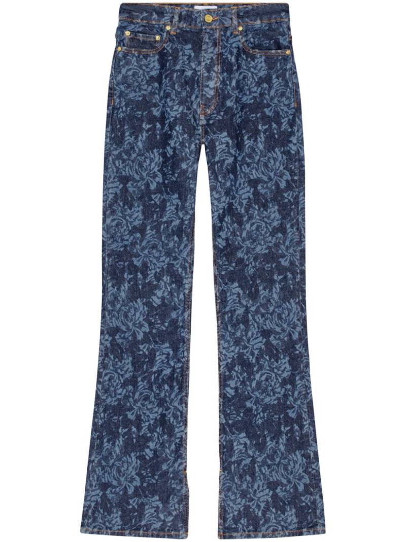 GANNI floral-print flared jeans - Blue von GANNI