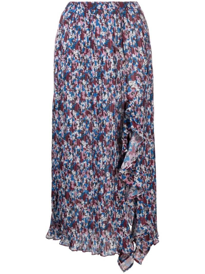 GANNI floral-print pleated midi skirt - Blue von GANNI