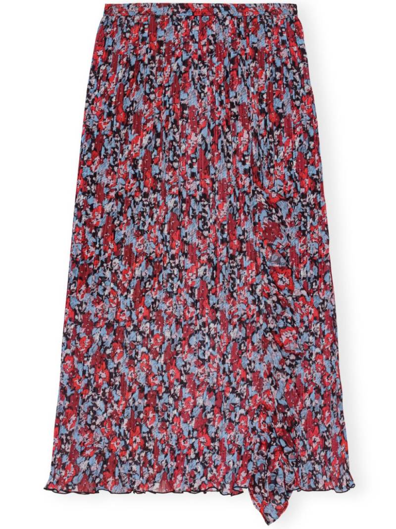 GANNI floral-print pleated midi skirt - Red von GANNI