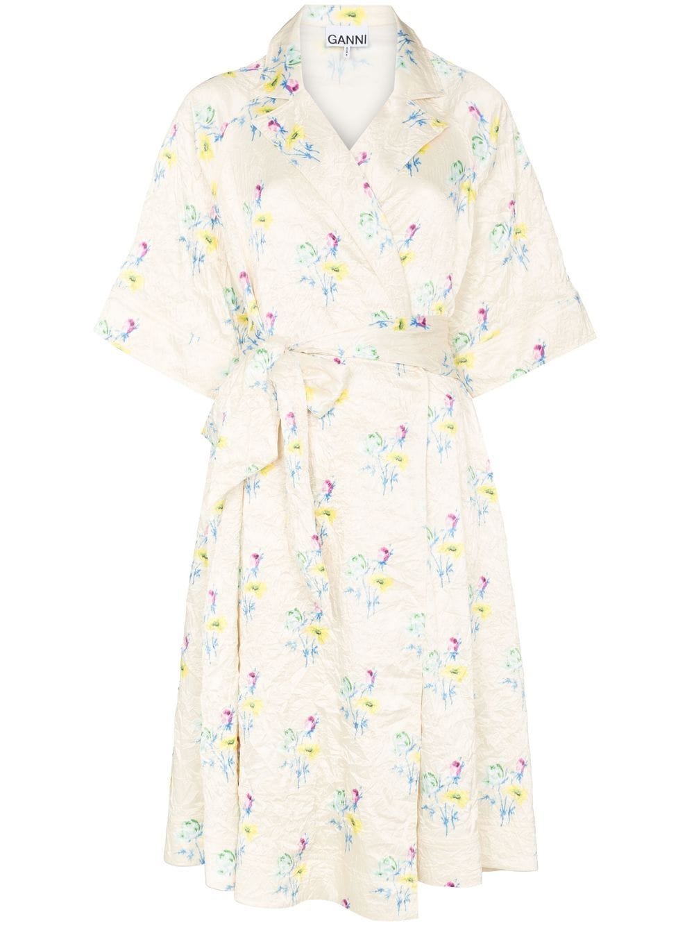 GANNI floral-print tie-waist dress - Yellow von GANNI