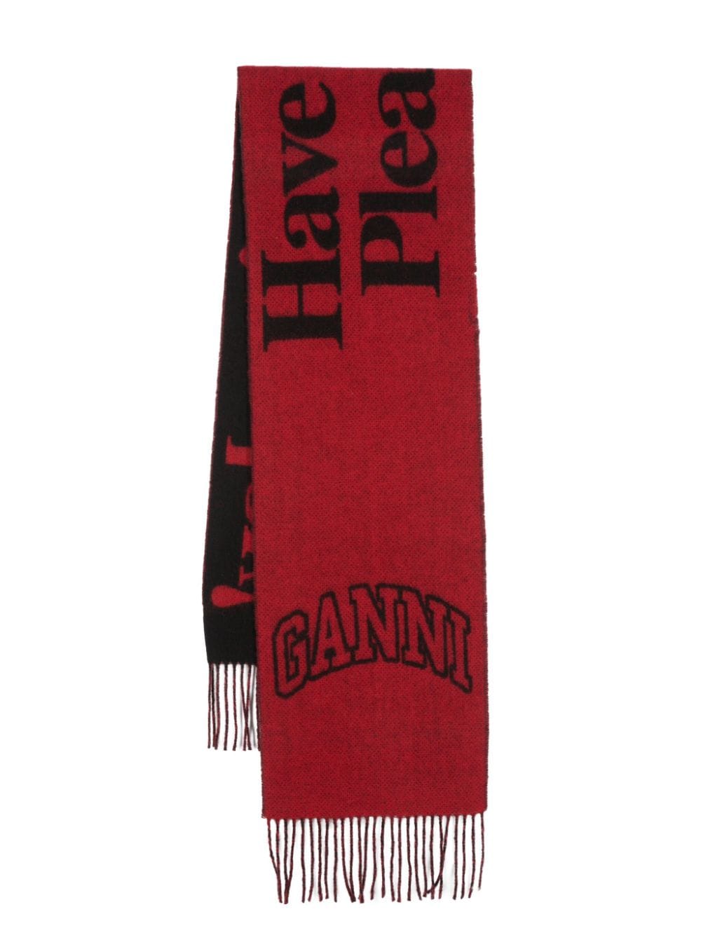 GANNI fringed wool scarf - Red von GANNI