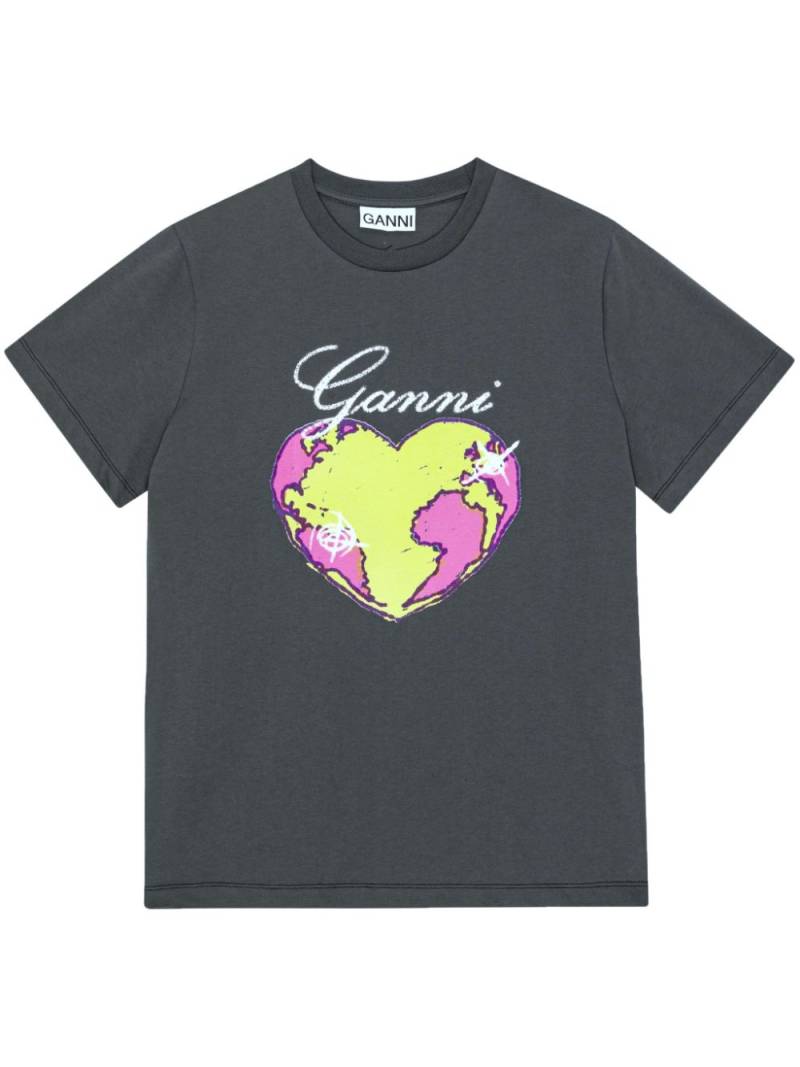 GANNI graphic-print organic cotton T-shirt - Black von GANNI