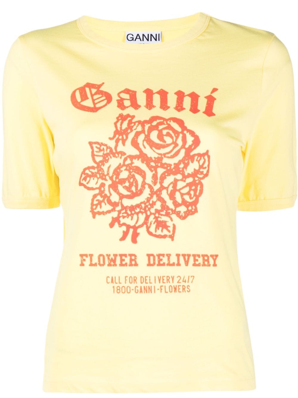 GANNI graphic-print organic cotton T-shirt - Yellow von GANNI