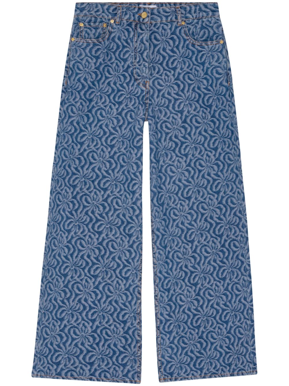 GANNI graphic-print organic-cotton straight-leg jeans - Blue von GANNI