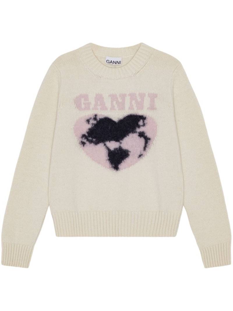 GANNI heart-intarsia jumper - Neutrals von GANNI