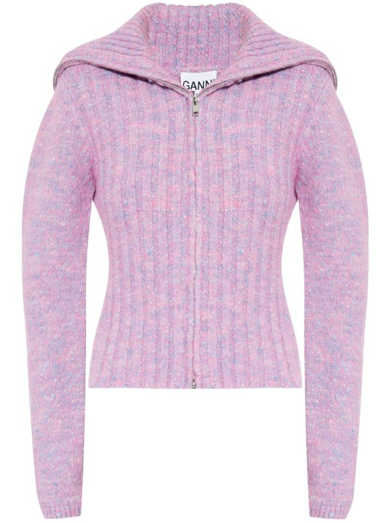 GANNI high-neck zip-up cardigan - Pink von GANNI