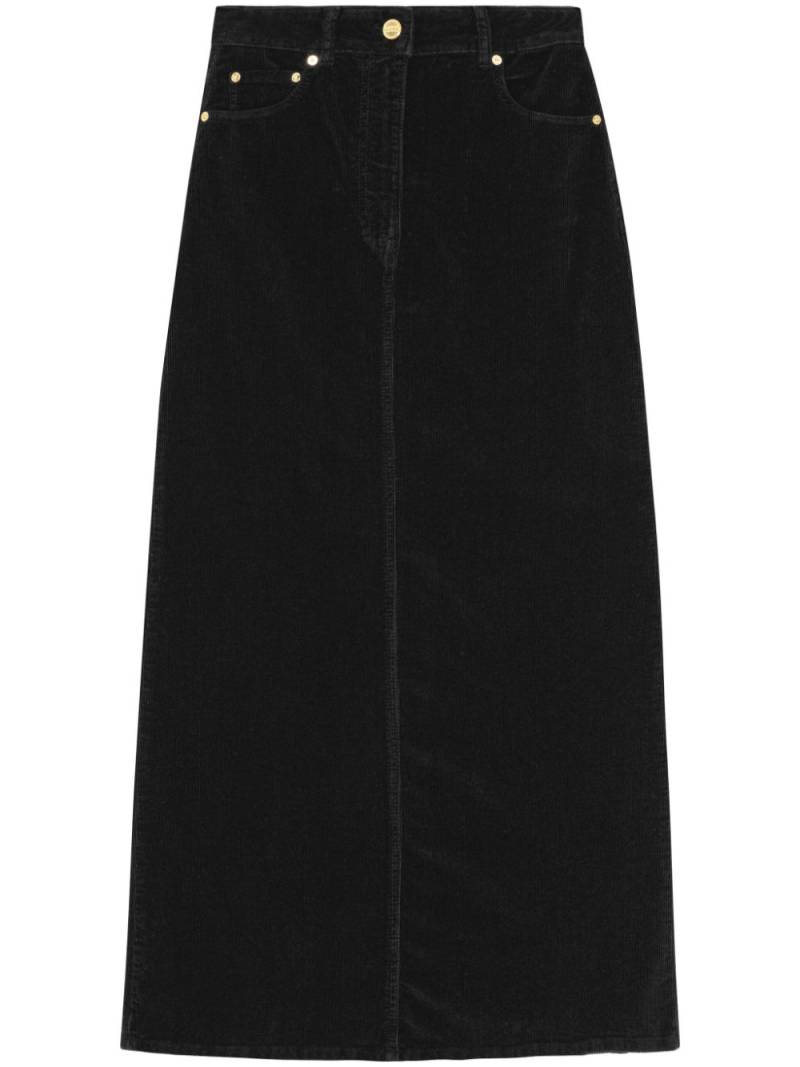 GANNI high-waisted corduroy skirt - Black von GANNI