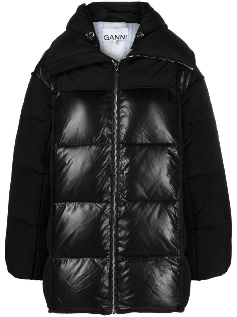 GANNI hooded padded jacket - Black von GANNI