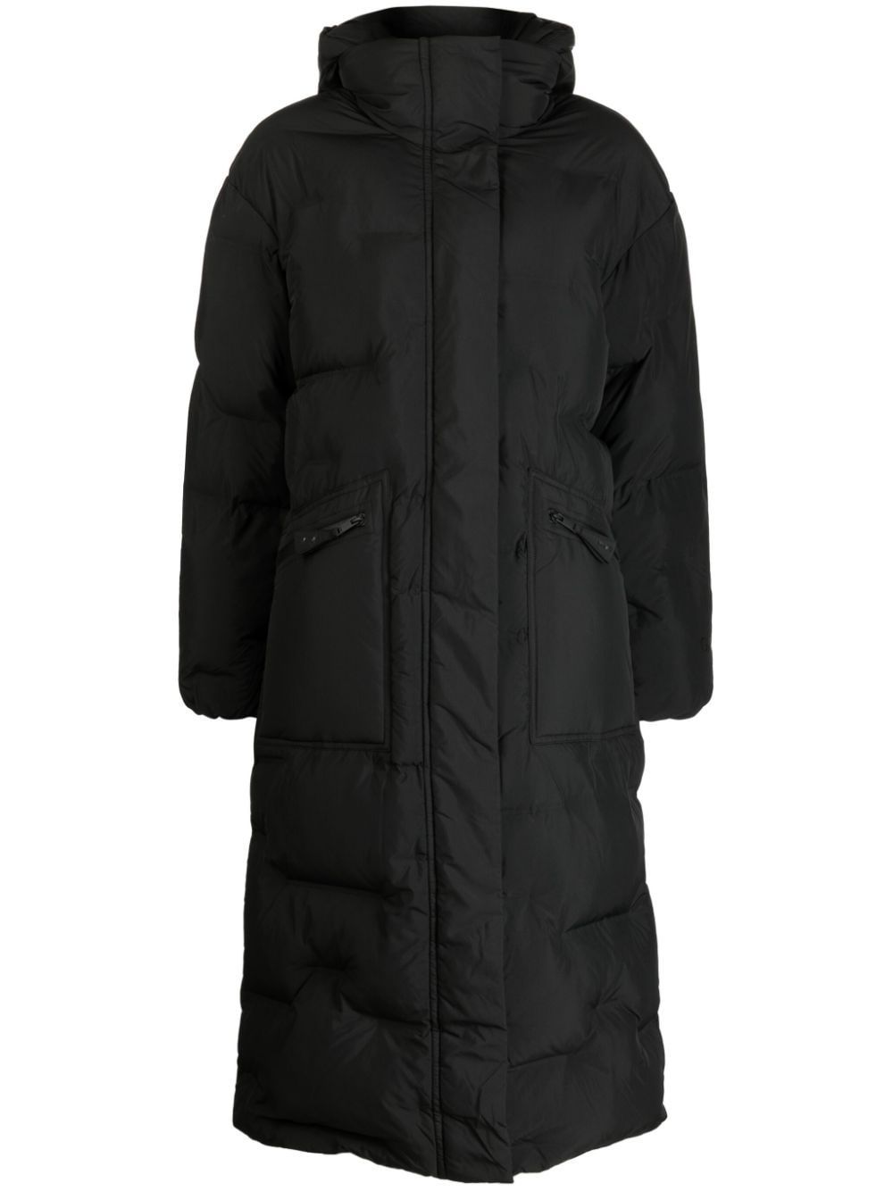 GANNI hooded quilted coat - Black von GANNI