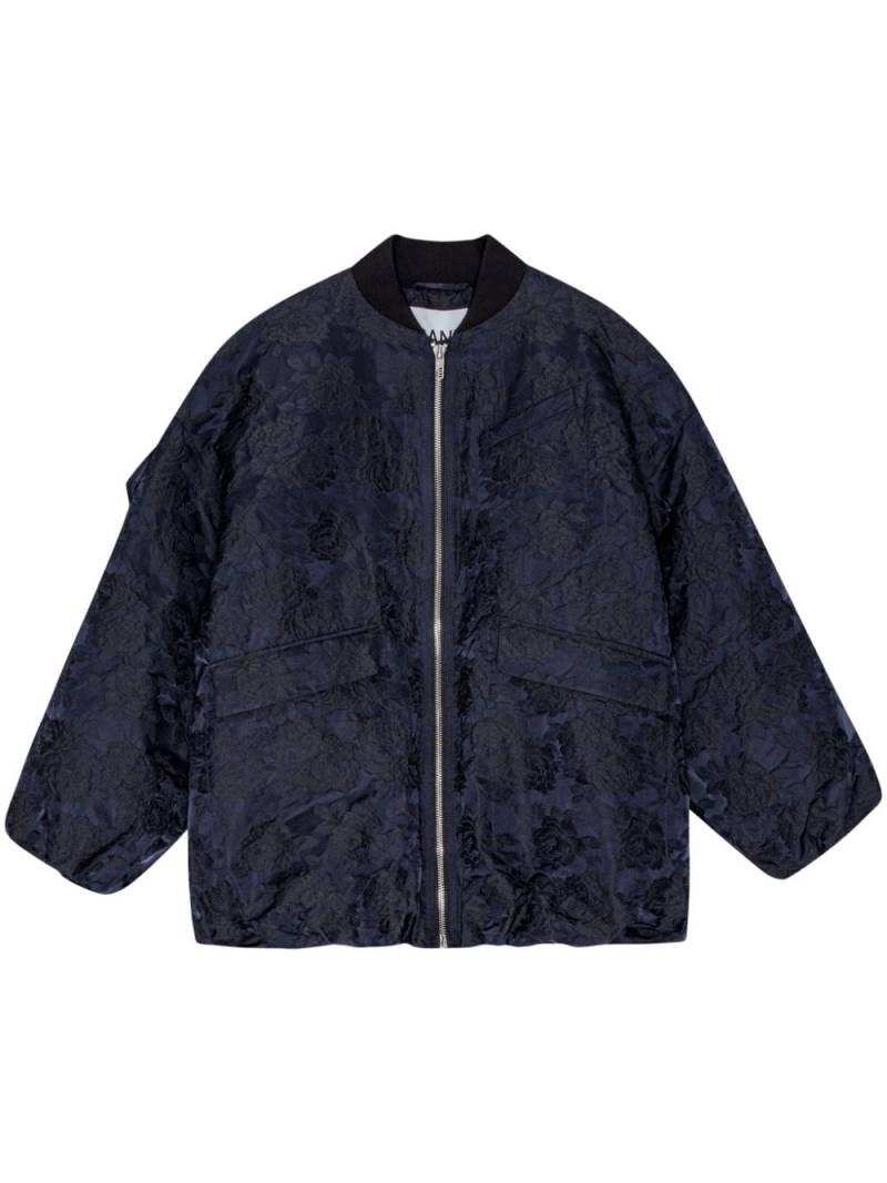 GANNI jacquard zip-up bomber jacket - Blue von GANNI