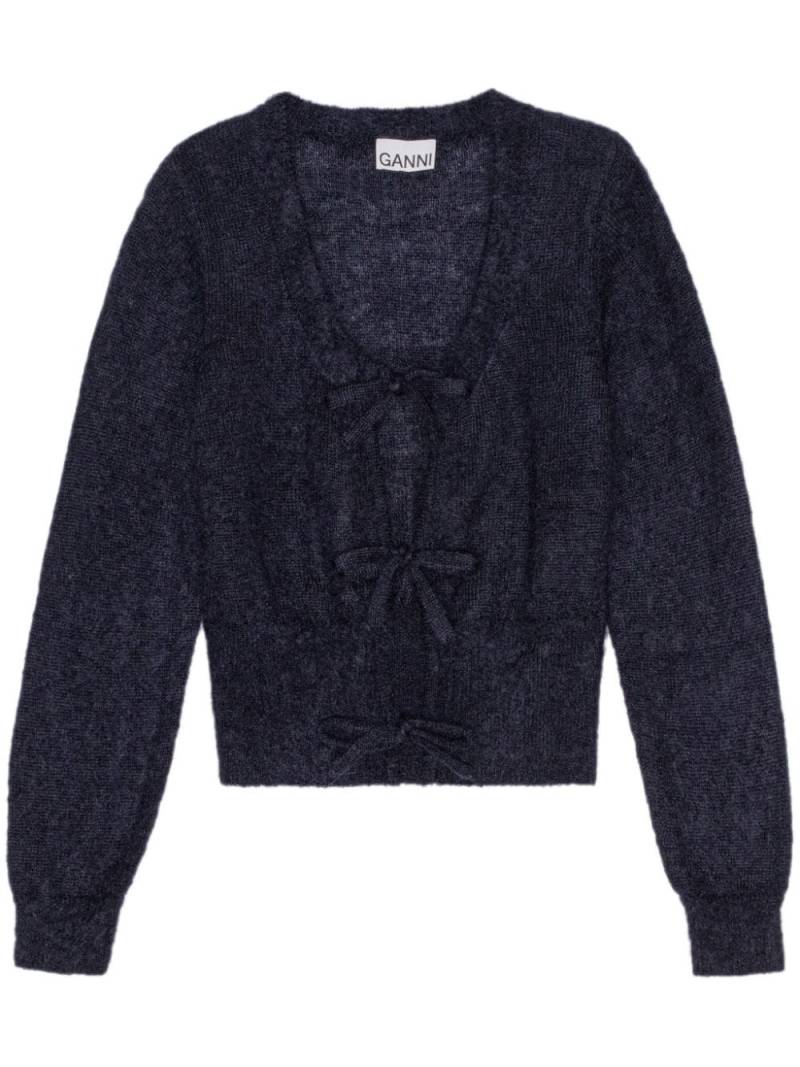 GANNI knitted tie string cardigan - Blue von GANNI