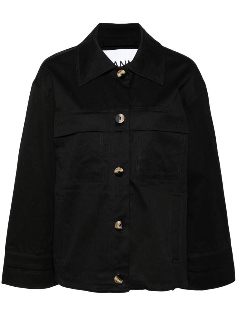 GANNI knot-detail canvas shirt jacket - Black von GANNI