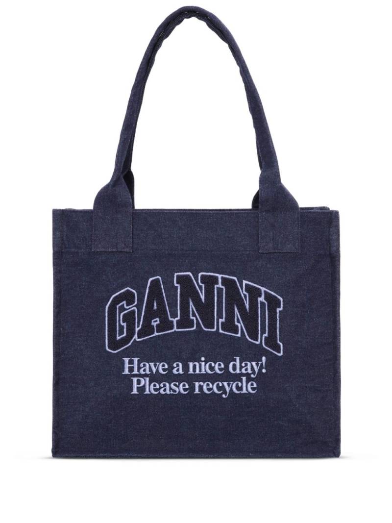 GANNI large Easy Shopper tote bag - Blue von GANNI