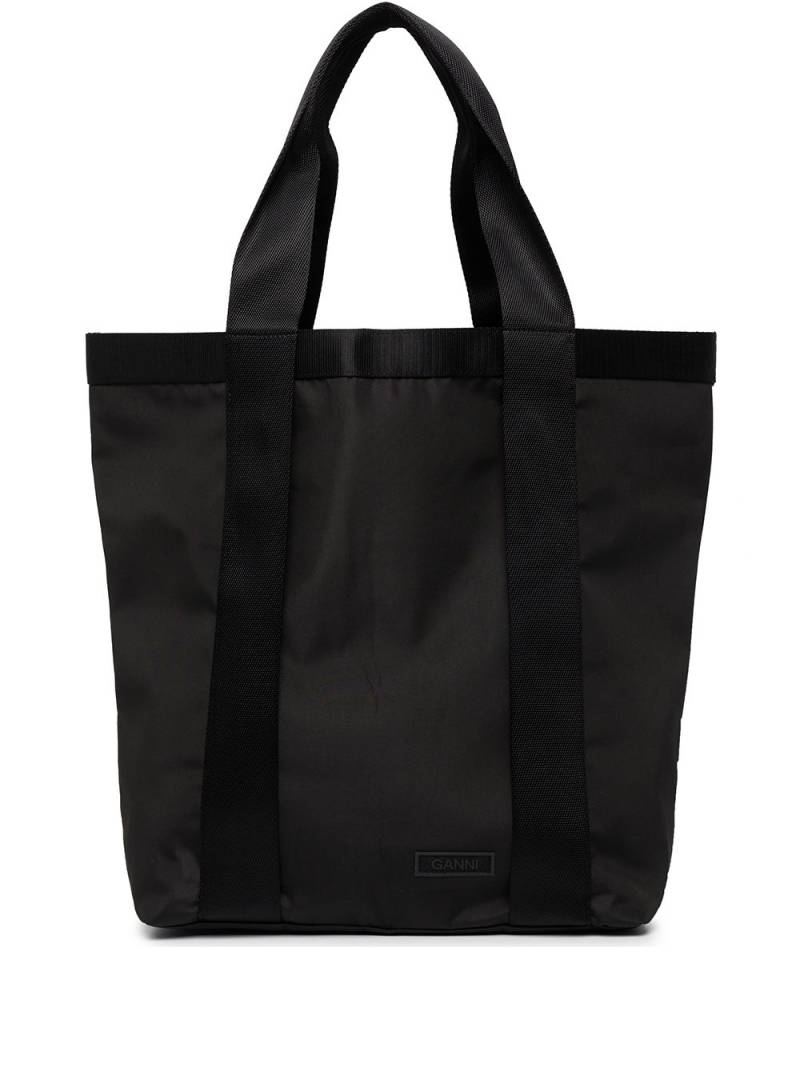 GANNI large recycled tote bag - Black von GANNI