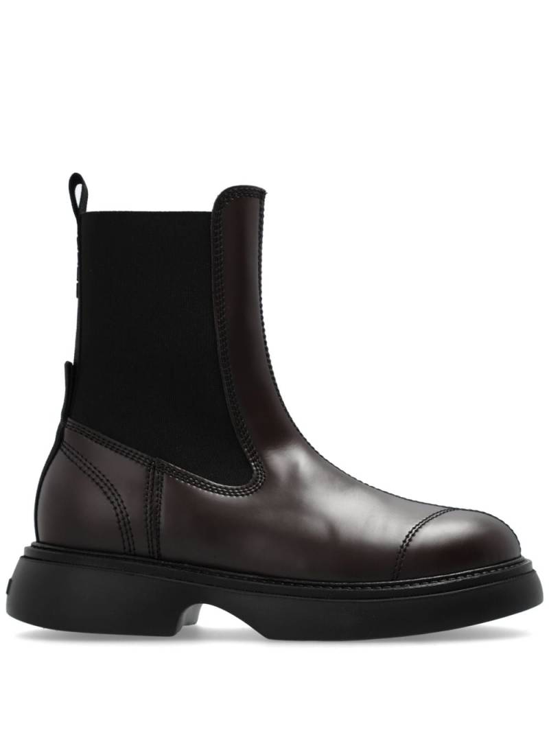 GANNI leather ankle boots - Black von GANNI